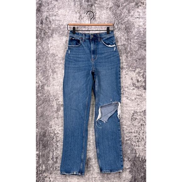 Abercrombie & Fitch Jeans 25 / 0S Womens Curve Love 90s Straight Distressed - Picture 1 of 7